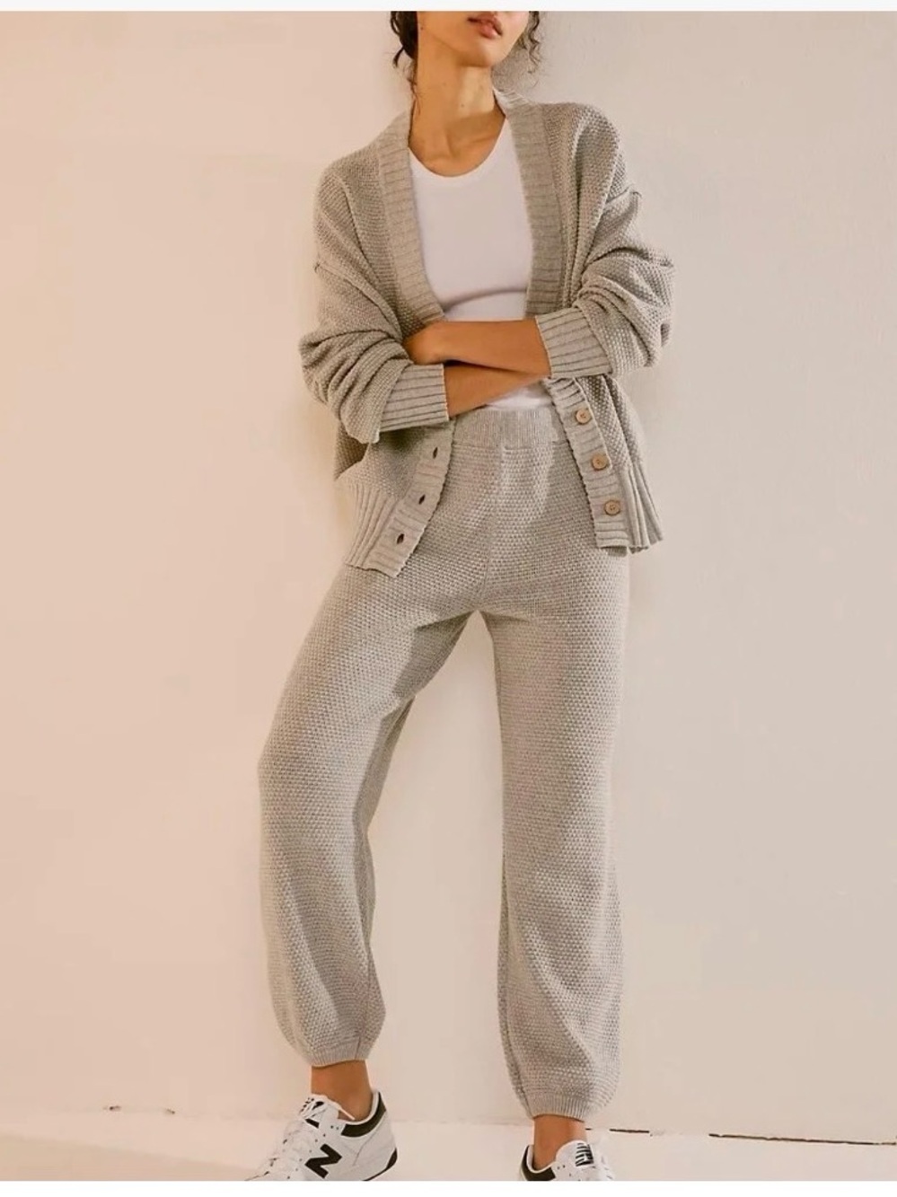 Free People - Hailee Cardigan Set light gray 100% cotton